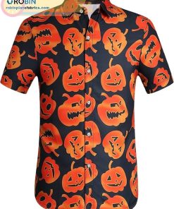 halloween pumpkins short sleeve button down shirts 139 PiGBn