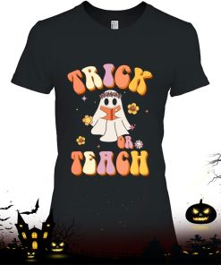 Halloween Retro Vintage Groovy Trick Or Teach Teacher Women Shirt