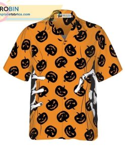 Halloween Skeleton Hand Casual Short Sleeve Hawaiian Shirts