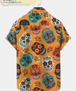 halloween skull print casual short sleeve hawaiian shirts 225 GwQC7