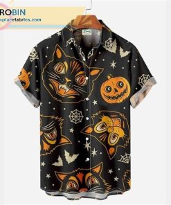 halloween spoof screaming cat cartoon short sleeve shirt 131 NmpXA