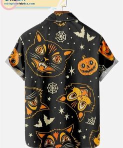 Halloween Spoof Screaming Cat Cartoon Short Sleeve Shirt