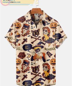 Halloween trick or treat Print Casual Short Sleeve Hawaiian Shirts