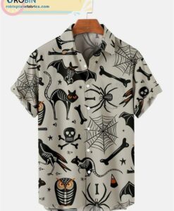 happy halloween graphic print short sleeve casual short sleeve hawaiian shirtss 124 87BBH