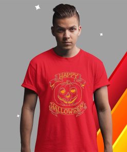 happy halloween pumpkin orange pattern shirt 4 DWWBQ