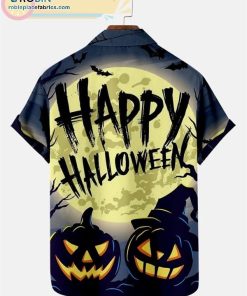 Happy Halloween Pumpkin Print Short Sleeve Shirt
