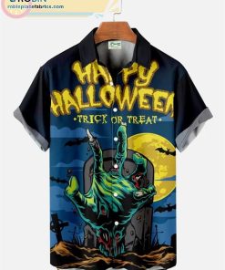 happy halloween zombie hand print short sleeve casual short sleeve hawaiian shirts 119 r7LI4