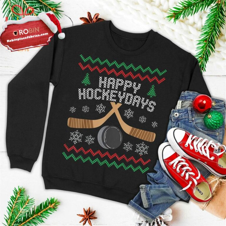 Happy Hockeydays Ugly Christmas Sweater Hockey