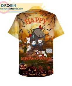 happy meow o ween pumpkin halloween 3d casual short sleeve hawaiian shirts 219 ayFPP