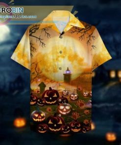 Happy Meow-O-Ween pumpkin Halloween 3D Casual Short Sleeve Hawaiian Shirts Happy Meow-O-Ween pumpkin Halloween 3D Casual Short Sleeve Hawaiian Shirts
