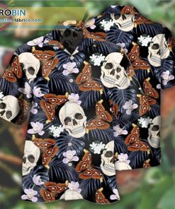 Happy Summer Grinning Skull 3D Printed Casual Short Sleeve Hawaiian Shirts
