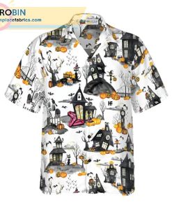 Haunted Houses Halloween Casual Short Sleeve Hawaiian Shirts