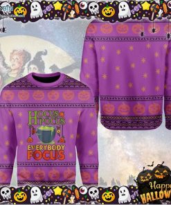Hocus Pocus Everybody Focus Halloween Pink Sweater
