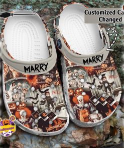 Halloween Clogs – Personalized Horror Fall Vintage Scary Faces Crocs Shoes