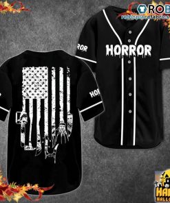 Horror Movie American Flag Black Baseball Jersey