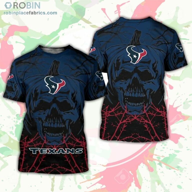 Houston Texans T-Shirt Halloween Pumpkin Skull – AOP Tshirt