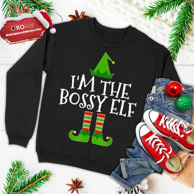I’m The Bossy Elf Matching Family Group Christmas Ugly Christmas Sweatshirt