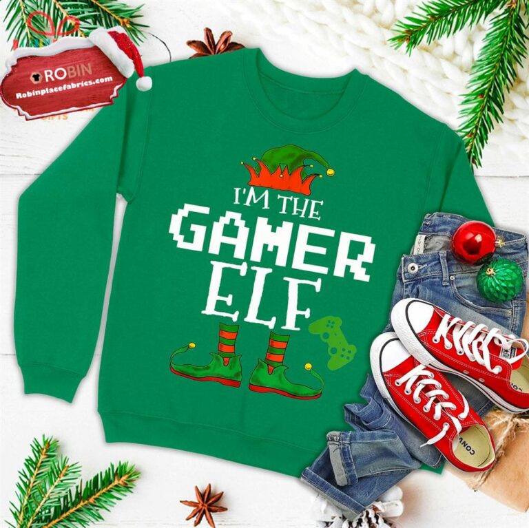 I’m The Gamer Elf Family Matching Gaming Christmas Boys Ugly Christmas Sweatshirt