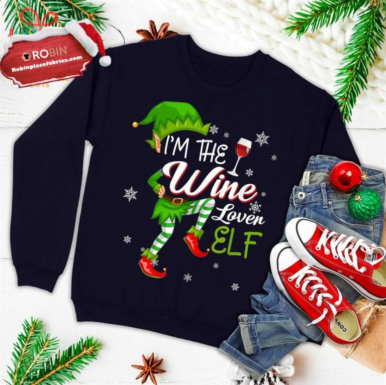 I’m The Wine Lover Elf Matching Family Christmas Ugly Christmas Sweatshirt