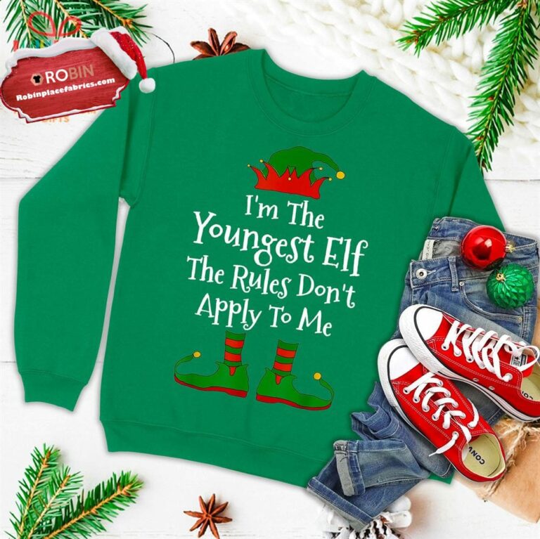I’m The Youngest Elf Family Matching Funny Christmas Ugly Christmas Sweatshirt