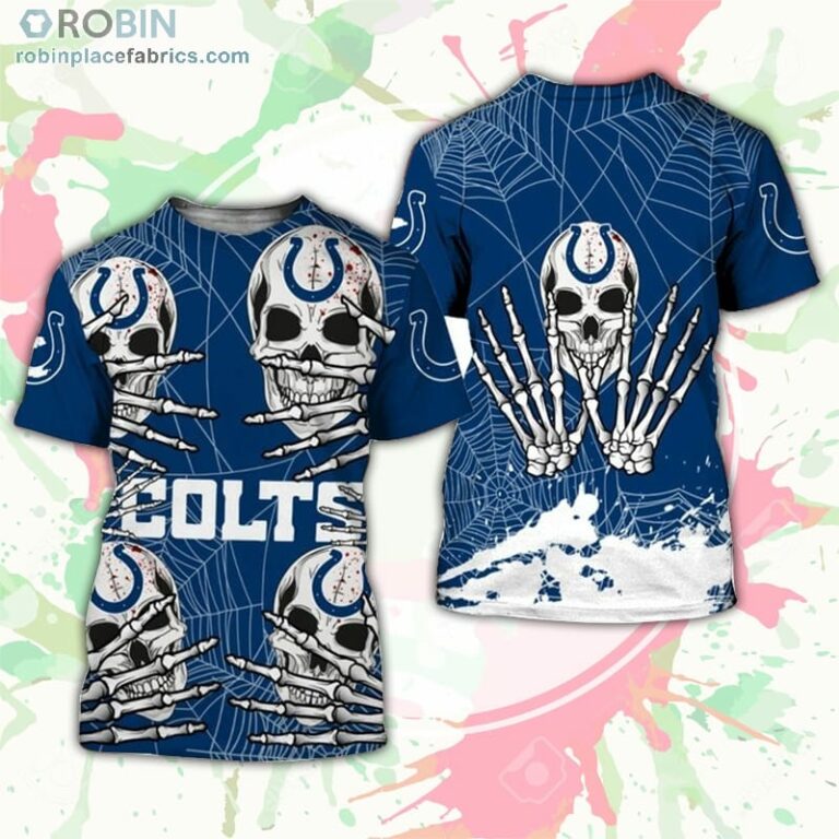 Indianapolis Colts T-Shirt Skull For Halloween Graphic – AOP Tshirt