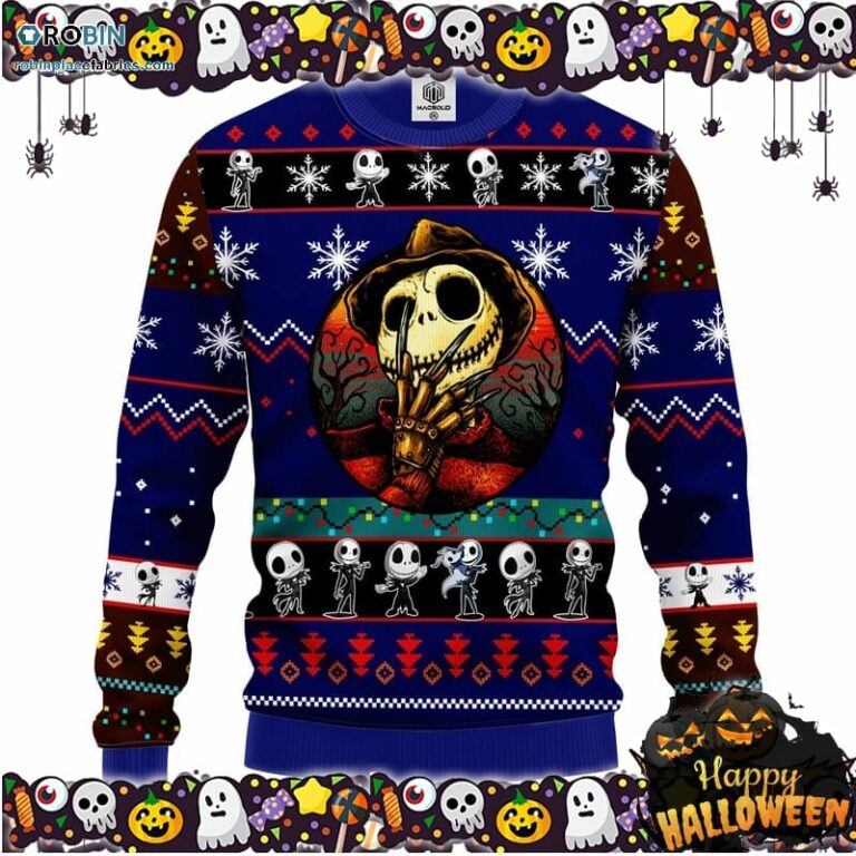 Jack Skellington Cosplay Freddy Krueger Halloween Ugly Sweater