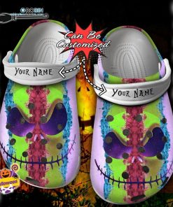 Halloween Clogs – Personalized Jack Skellington Face Purple Colors Crocs Shoes