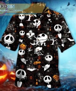 Jack Skellington Skull Halloween Casual Short Sleeve Hawaiian Shirts