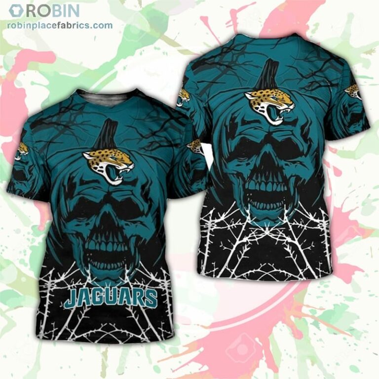 Jacksonville Jaguars T-Shirt Halloween Pumpkin Skull – AOP Tshirt