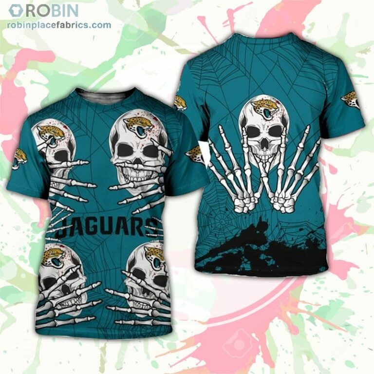 Jacksonville Jaguars T-Shirt Skull For Halloween Graphic – AOP Tshirt