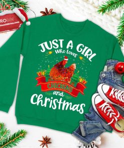 Just A Girl Who Loves Chickens & Christmas Funny Xmas Ugly Christmas Sweatshirt