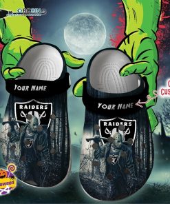 Halloween Clogs – Personalized Las Vegas Raiders Friday the 13th Horror Character Crocs Shoes