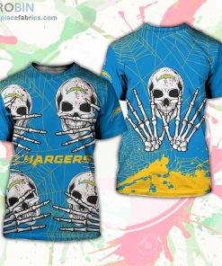Los Angeles Chargers T-Shirt Skull For Halloween Graphic – AOP Tshirt