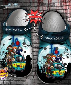 Halloween Clogs – Personalized Los Angeles Dodgers Horror Friends Van With Clown Retro Scary Movie Villains Crocs Shoes