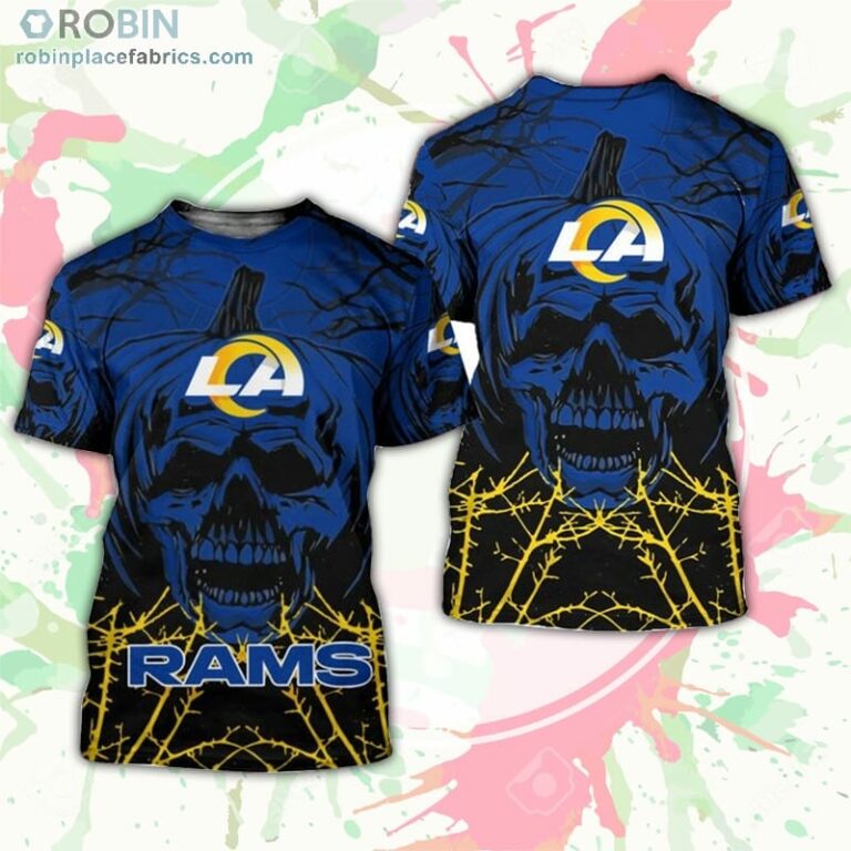 Los Angeles Rams T-Shirt Halloween Pumpkin Skull – AOP Tshirt