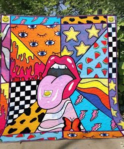 Lsd Lip Take A Trip Premium Quilt Blanket