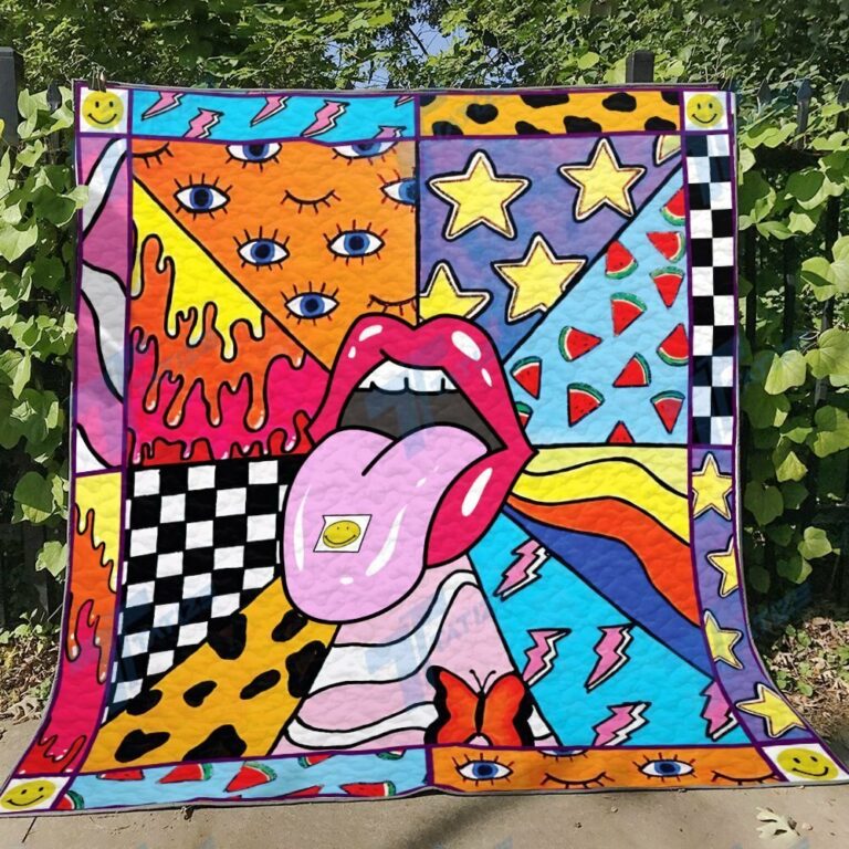 Lsd Lip Take A Trip Premium Quilt Blanket