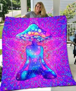 Lsd Mushroom Psychedelic Colorful Premium Quilt Blanket