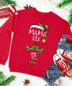 Mama And Baby Elf Pregnancy Matching Family Christmas Pajama Ugly Christmas Sweatshirt