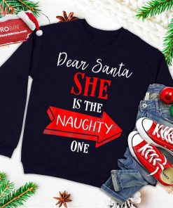 Matching Christmas Outfit For Couples She?S The Naughty One Ugly Christmas Sweatshirt