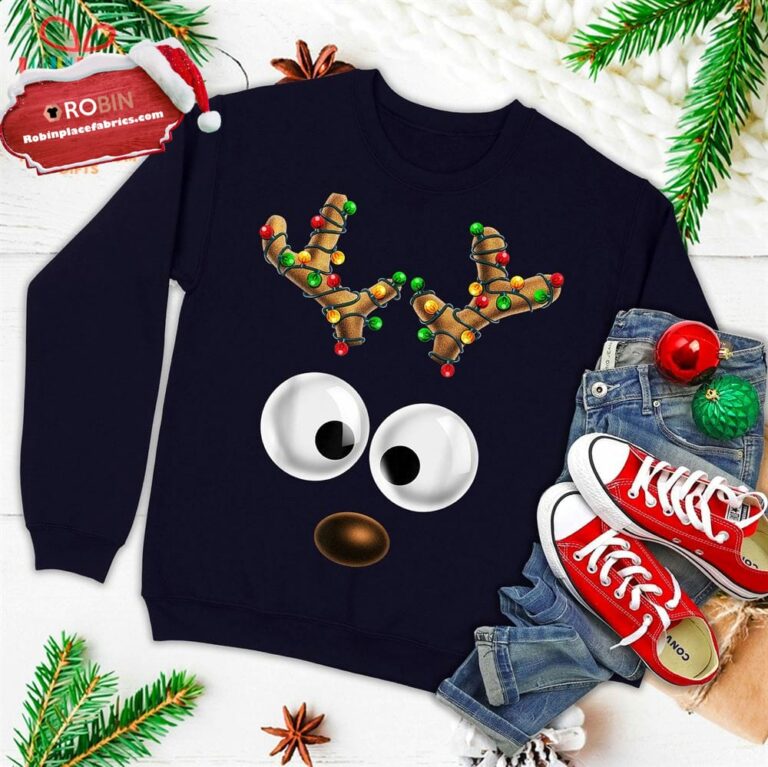 Matching Family Christmas Reindeer Face Christmas Gift Kids Ugly Christmas Sweatshirt