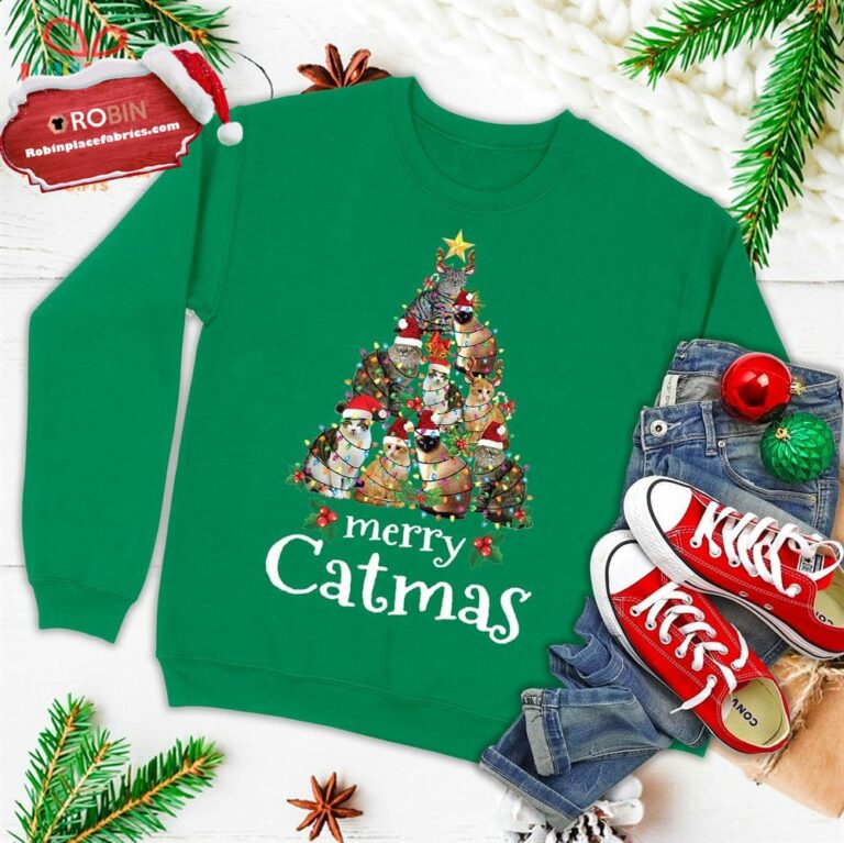 Merry Catmas Xmas Funny Cat Christmas Ugly Christmas Sweatshirt