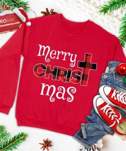 merry christmas shirt christians gifts buffalo plaid pajamas ugly christmas sweatshirt 1 tQbAd