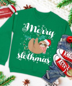 merry slothmas christmas pajama for sloth lovers ugly christmas sweatshirt 3 0cBzP