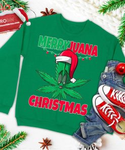 merryjuana christmas funny marijuana weed christmas ugly christmas sweatshirt 3 PMlPw