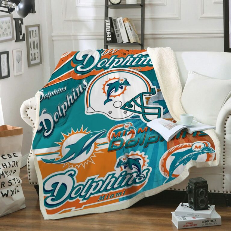 Miami Dolphins Quilt Fleece Blanket RobinPlaceFabrics