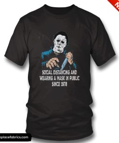 michael myers social distancing and wearing mask funny halloween t shirt stvabd
