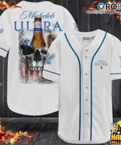 Michelob Ultra Beer Punisher Skull Baseball Jersey Shirt