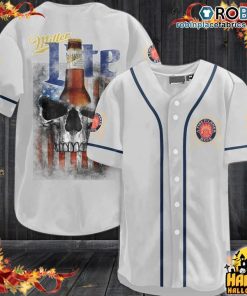Miller Lite Beer Punisher Skull Baseball Jersey Shirt