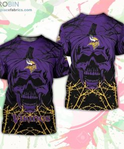 Minnesota Vikings T-Shirt Halloween Pumpkin Skull – AOP Tshirt
